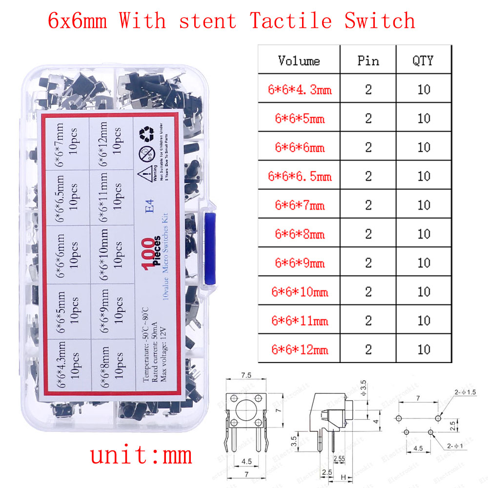 Car Remote Control Keys Button Touch Microswitch DIY Micro Switch Assorted kit Push Button Tact Switches Reset Mini Leaf Switch: ROYAL BLUE