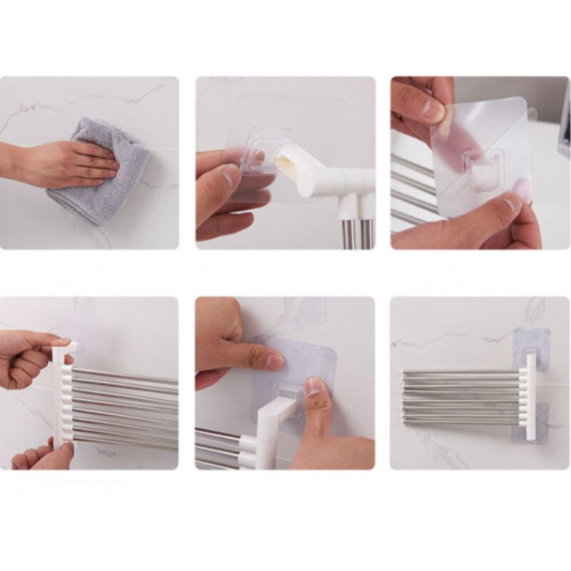 Punch-free Fold Towel Storage Rack Home Wall-mounted Bathroom Toilet Organization Rotate Storage Rod Shopping K127