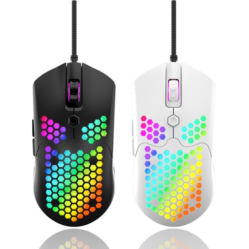 Wired Gaming Mouse 12000 Dpi 7 Button Honingraat Shell Rgb Lamp Backlit Muis Hoge Prestaties Optische Sensor Muis Voor Laptop pc
