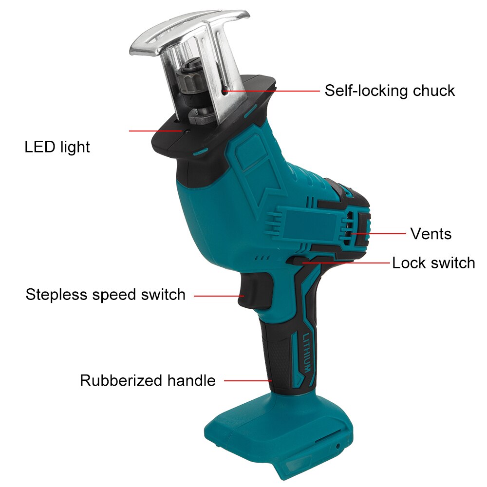18V Cordless Electric Reciprocating Saw With 4 Saw Blades Woodworking Cutting Machine Garden Power Tools For Makita 18V Battery