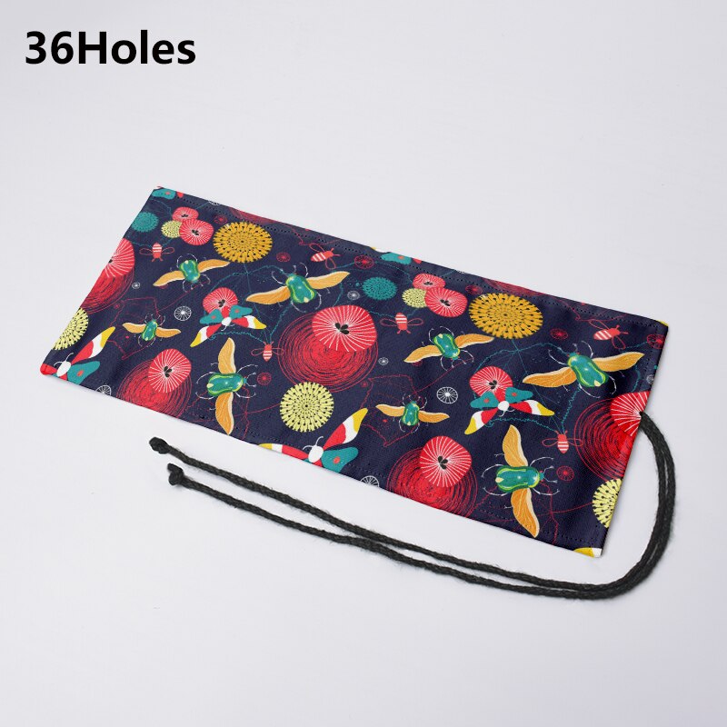 Estuche de lona con 12/24/36/48/72 agujeros, bolsa de almacenamiento de papelería escolar, estampado a la , para lápices, rollo de bolígrafo, cortina Unisex: 36K-2