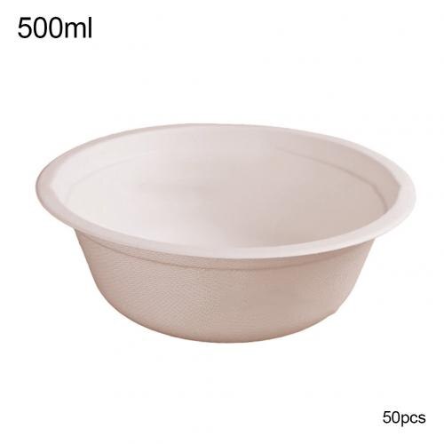 50Pcs Biodegradable Disposable Bowl Restaurant Kitchen Cold Use Container Refrigerator Storage Box Microwaveable: Yellow 500ml