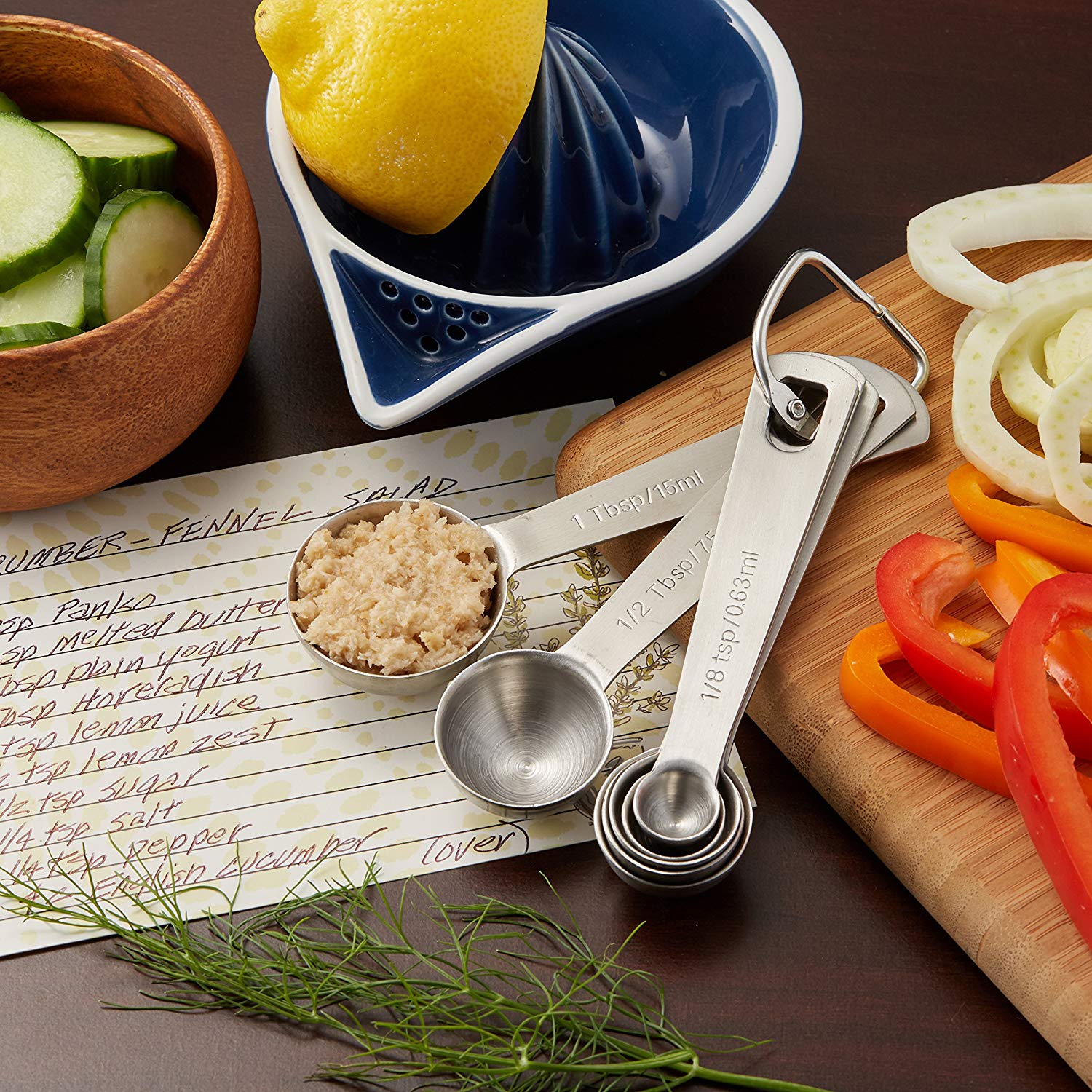 LUDA Chef Measuring Spoons, Heavy Duty Round Stainless Steel Metal, for Dry or Liquid - Set of 7