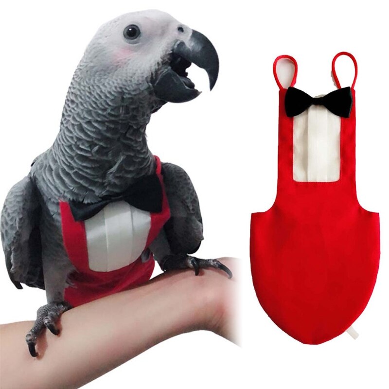 Cute Birds Flight Suit with Bow Tie Parrots Cute School Uniform Tuxedo Business Suit Pet Diapers Clothes for Party Prop