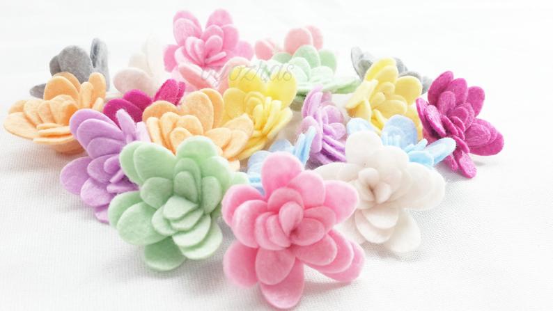 100 stk., filtblomster, filtblomster rullet mor sæt, filt udstansede blomster, til påske projekt: Pastelfarver