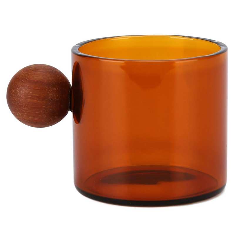 120ml Glass Coffee Cup Clear Heatproof Glass Coffee Mug with Wooden Ball Handle for Office Bar Party Coffee Cup: Brown