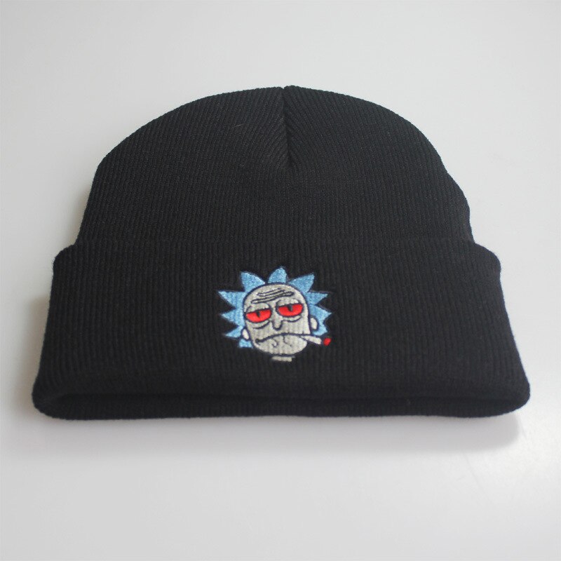 Rick Mützen Rick und Morty Hüte Elastische Stickerei Warme Winter unisex Gestrickte Hütte Skullies UNS Animation Ski Gorros Kappe