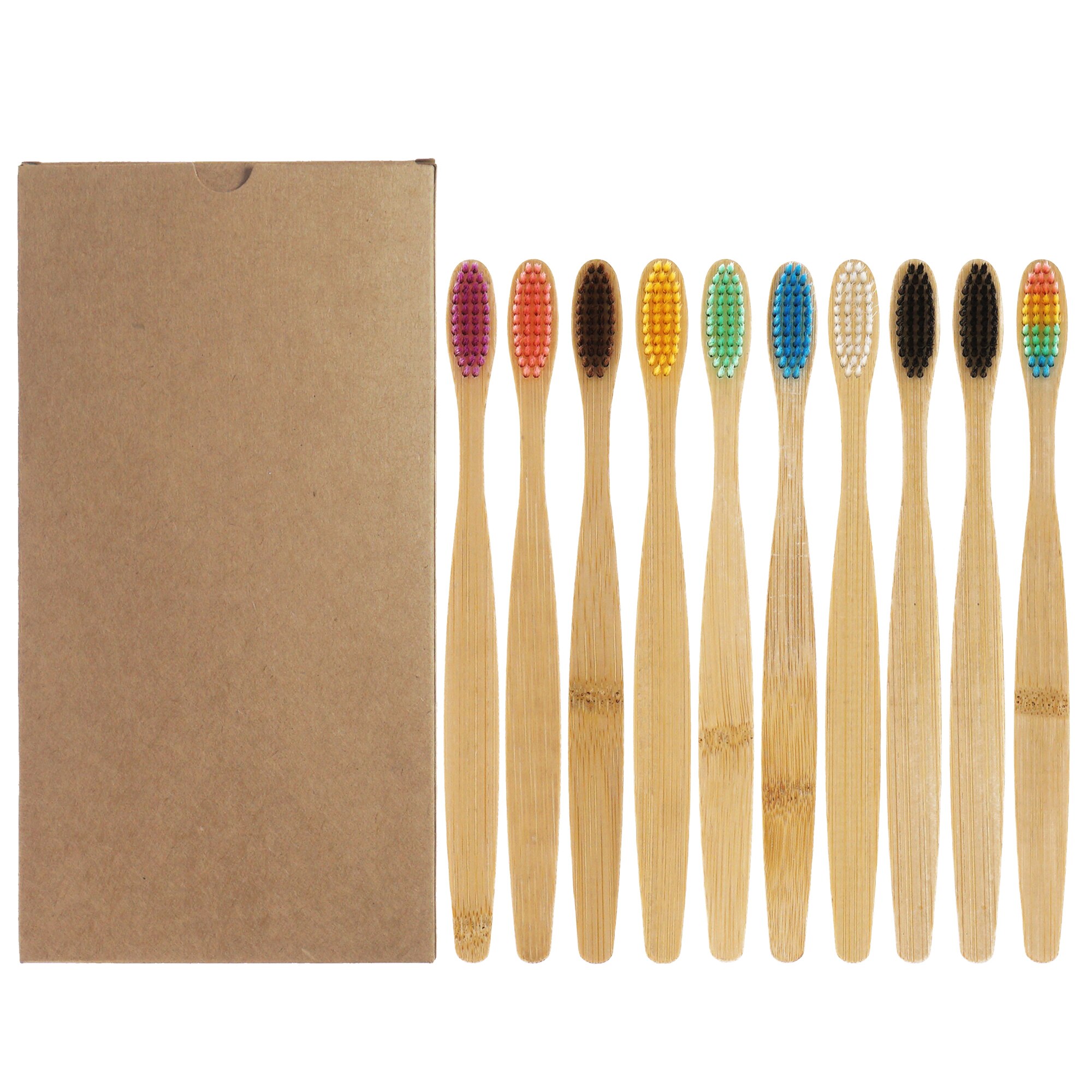 Lot de 10 brosses à dents en bambou naturel, soies souples colorées, pour le blanchissement des dents, soins dentaires: 10PCS Mix Color