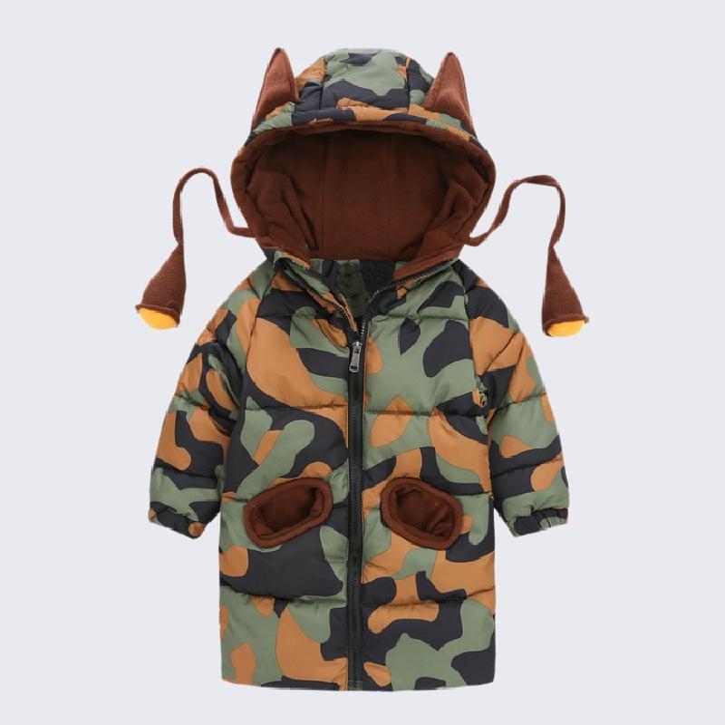 2020 autunno Inverno Del bambino Dei Ragazzi Del Rivestimento Del Fumetto con Cappuccio infantile Ragazzi Camuffamento Cappotto di 1-7 Anni Del bambino Del bambino parka Neonato Snowsuit