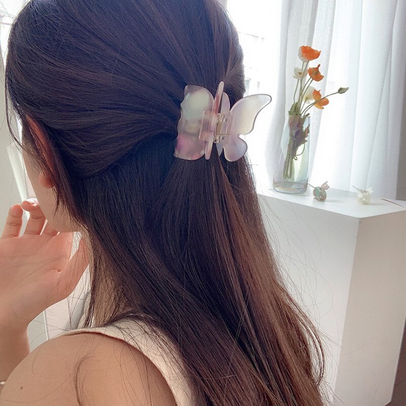Acetaat Hars Haar Klauw Vlinder Haarspeld Clip Vrouwen Meisjes Zoete Fee Gradiënt Tie-Dye Haar Klauw Styling Gereedschap Barrette