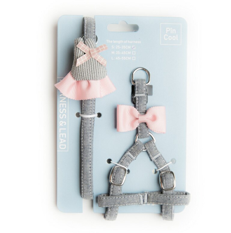 Handgemaakte Comfort Konijn Hond Borstband Trekkabel Katten Shih Tzu Chihuahua Puppy Harnas Borst Teddy Leash Set: Gray / M Chest 35-45cm