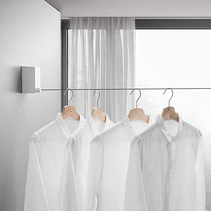 Retractable Clothesline Wall Mounted Clothes Drying Laundry Line Balcony Invisible Drying Rack with Lock To Prevent Sagging