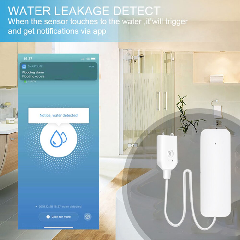 Tuya ZigBee Smart Home Water Sensor Leak Detector Flood Water leakage Alarm Works With Tuya Zigbee Hub