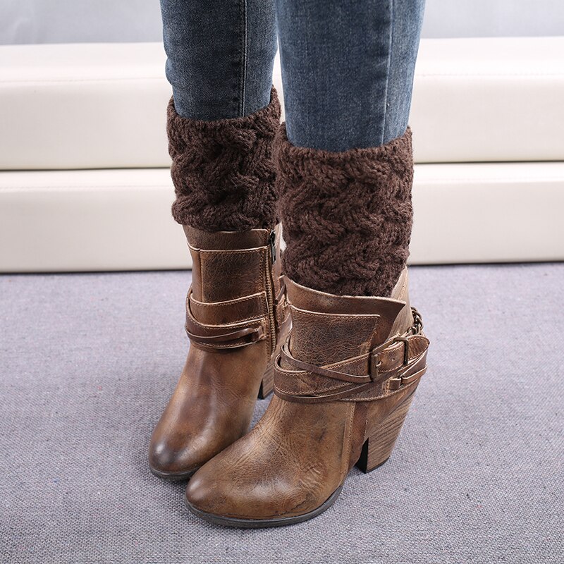 1 Pair Women's Knitted Boot Cuff Socks Leg Warmers Christmas Boot Cover Autumn Winter Christmas boot cover