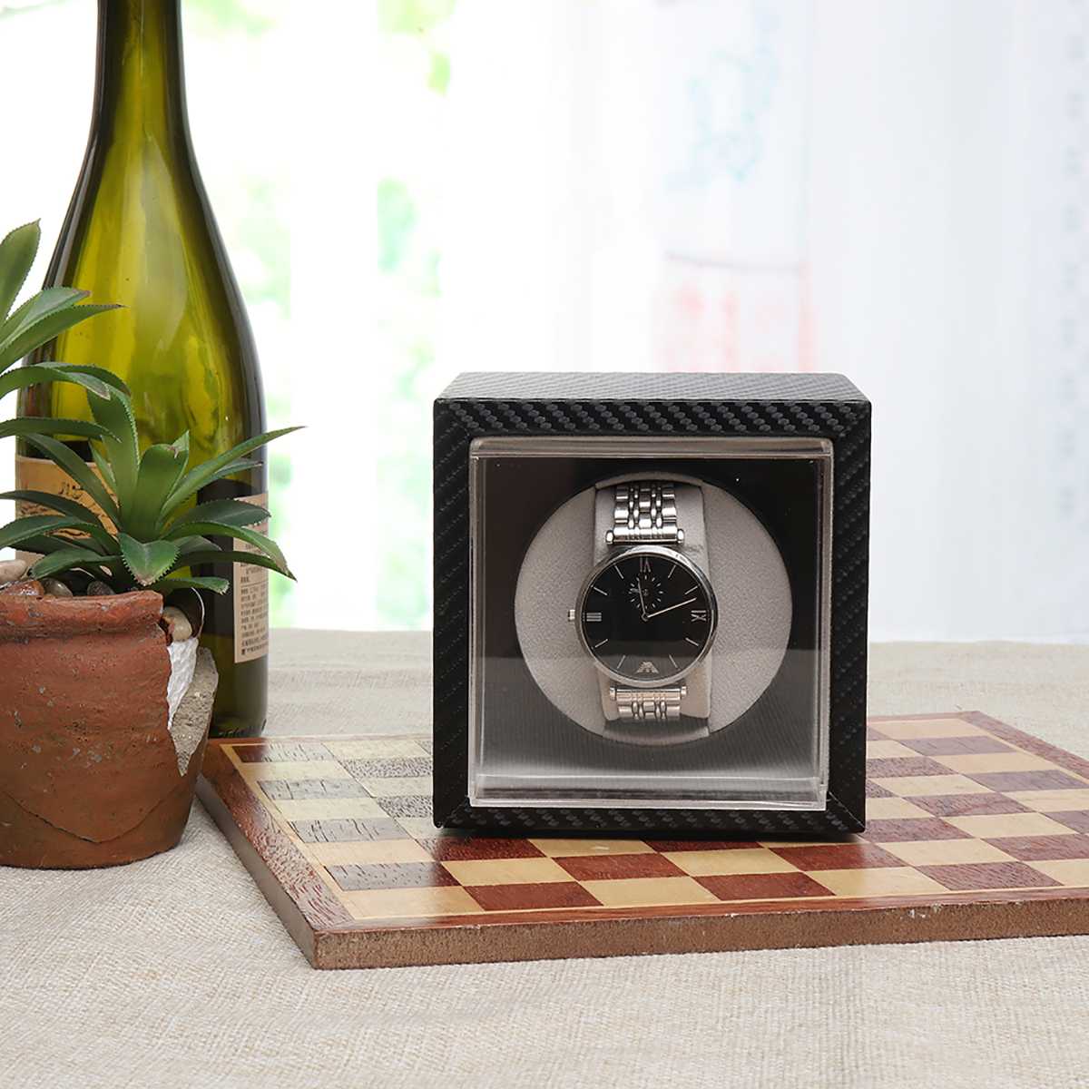 Automatic Watch Winder Case Mute Motor Carbon Fiber Watches Display Box Storage Watches Accessories Collection Box Organizer