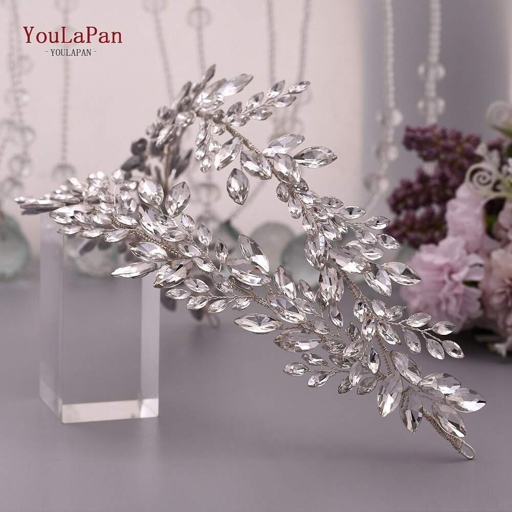 YouLaPan SH304 Handgemachte Strass Gürtel Silber Hochzeit Kleid Gürtel Schärpe Stirnband Prom Abendkleider Zubehör für Frauen
