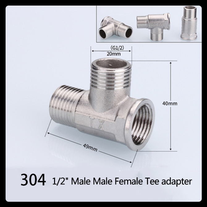 1/2 3/4 BSP 304 Stainless Steel Female Male Thread Tee Type Reducing Elbow Butt Joint Adapter Adapter Coupler Plumbing Fittings: 75*40mm / Red