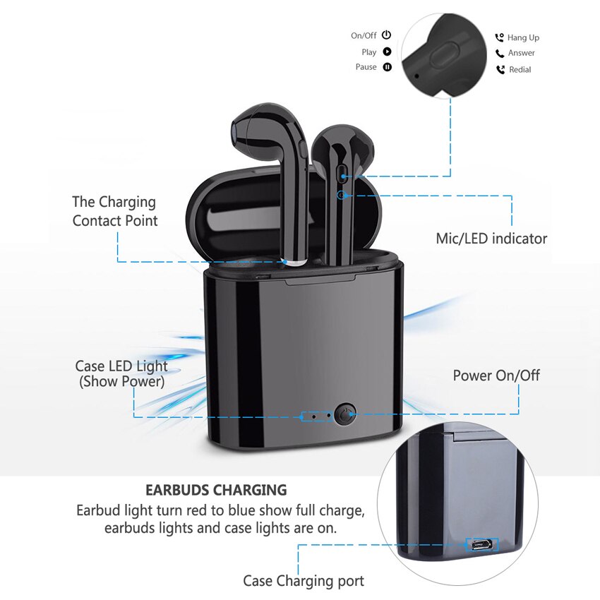 I7s Tws Bluetooth Oortelefoon Mini Draadloze Oordopjes Met Opladen Doos I7 Sport Handsfree In-Ear Draadloze Headset Voor Xiaomi telefoon