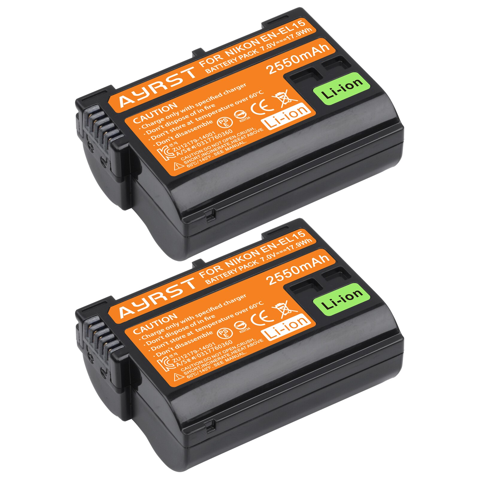 2550 mah en -el15 el15a batteri / dubbel laddare för nikon  d500 d600 d610 d600e d750 d800 d800e d810 d850 d7000 d7100 d7200 z6 z 7: 2 batterier