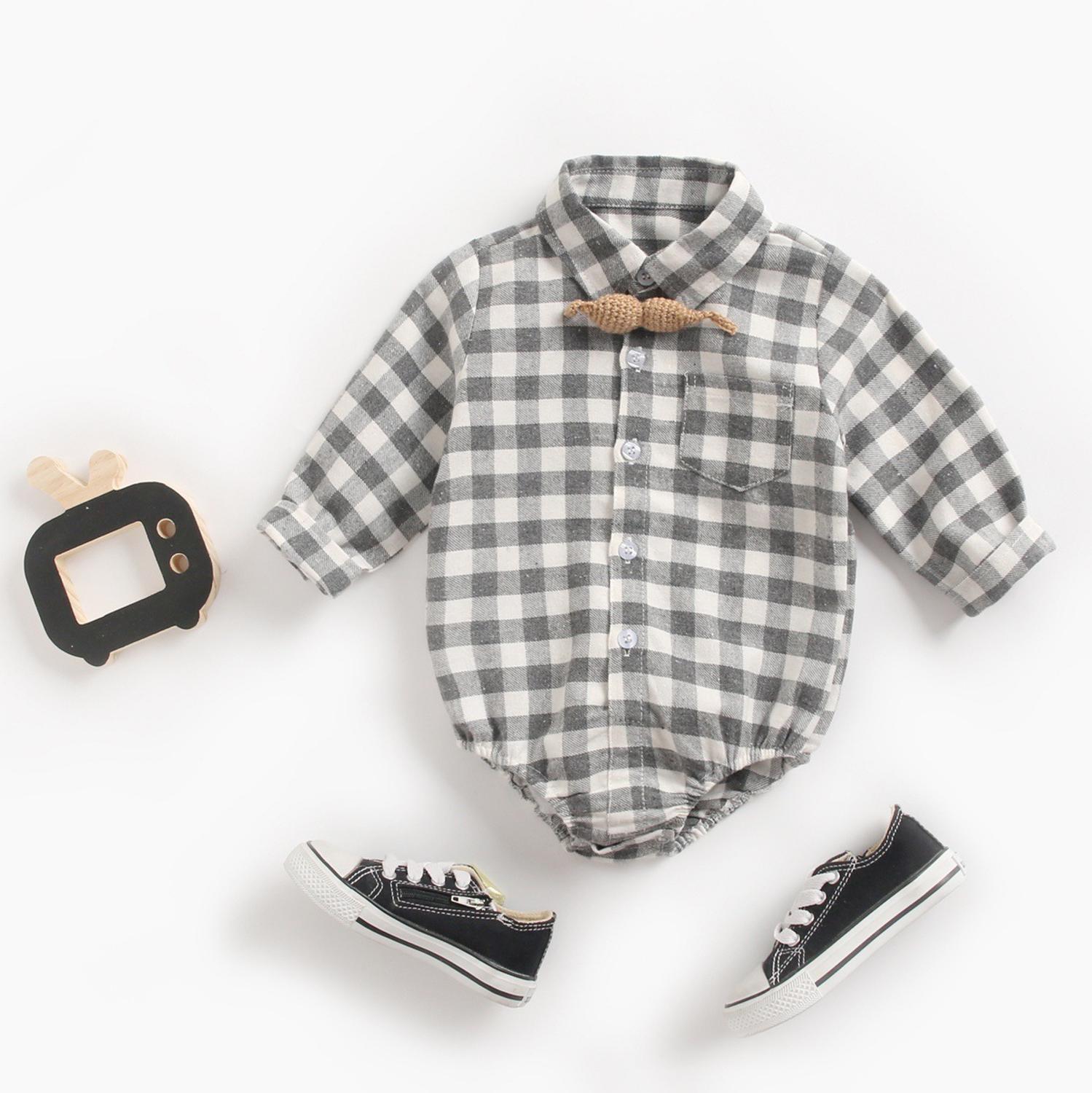 Baby Boy Baby Kleding Herfst En Winter Baby Romper Plaid Baby Boy Romper Lange Mouw