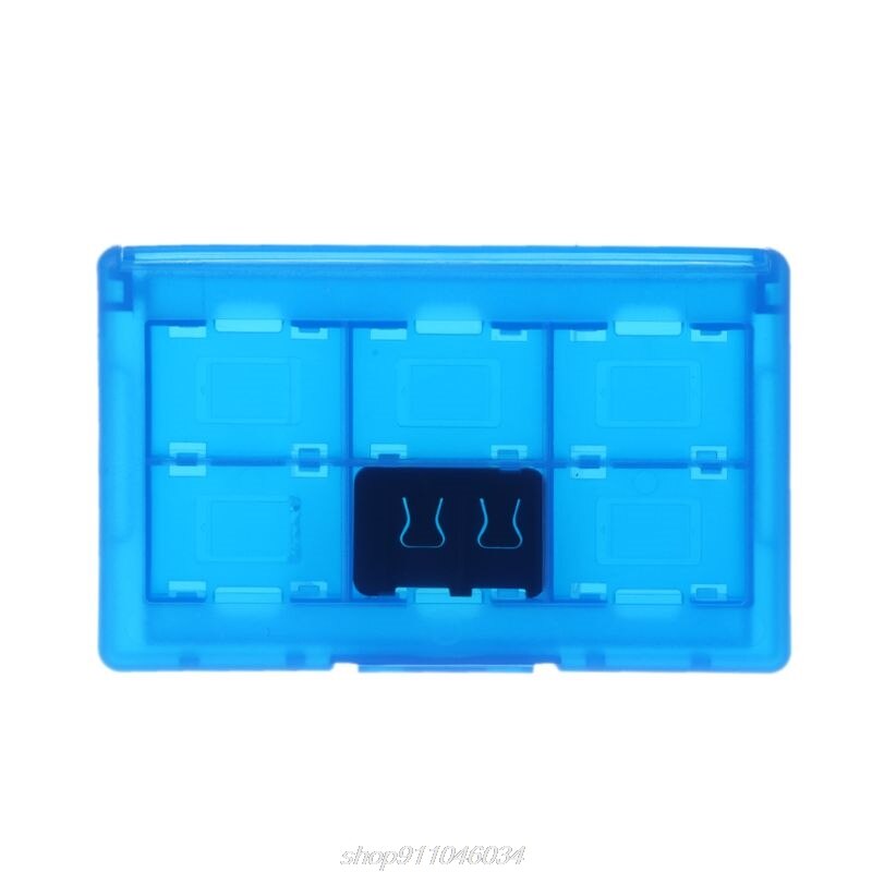 12 + 2 Slots Beschermhoes Game Geheugenkaarten Cartridge Houder Opbergdoos Organizer Draagbare Schakelaar D04 20: blue