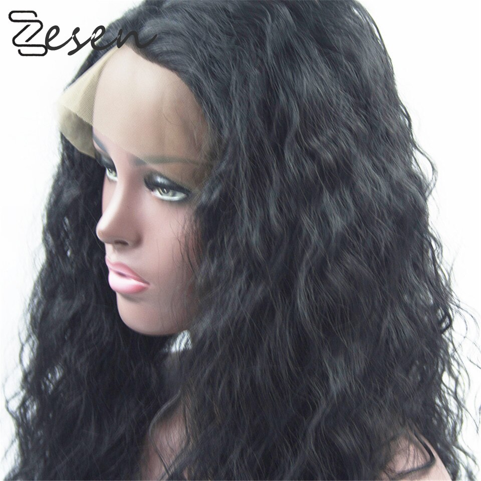 Peluca Zesen de pelo sintético ondulado suelto 13 × 4, peluca con malla frontal, pelucas de pelo largo y Natural sin partes para mujer, 180 de densidad con pelo de bebé
