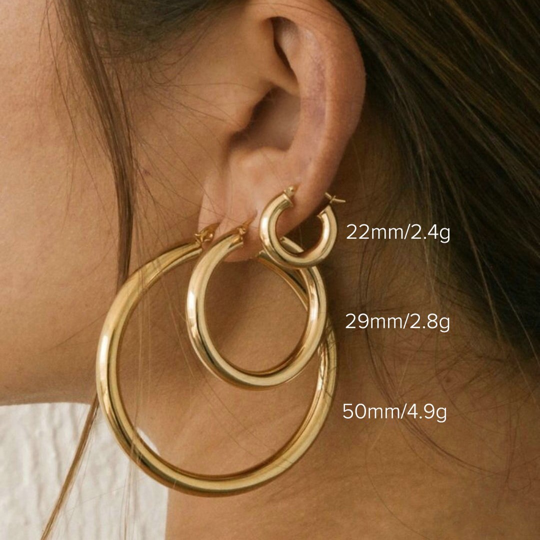 20mm Huggie Hoop Earrings Thick Gold Plated Brass Hoop Earrings Daily Metal Jewelry for women