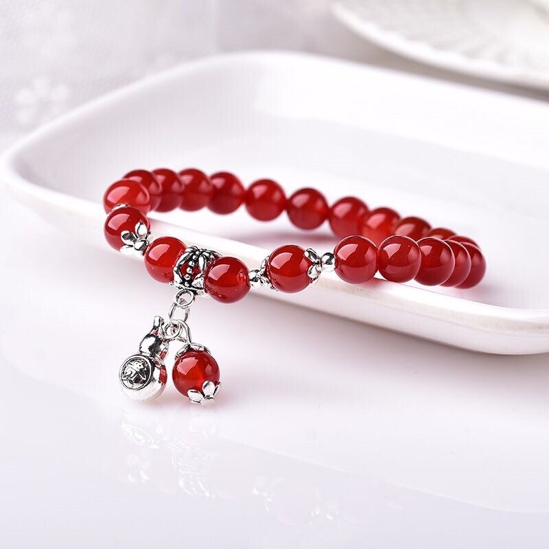 8mm Natürliche rot perlen Armbänder Tibetischen Buddhistischen Gebetskette Armbinde Kürbis Mala Gebet Armbinde für Meditation