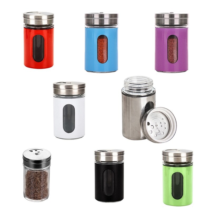 Kruidkruik Roestvrij Staal Glas Peper Shaker Fles Kruiden Kruiderij Seal Opslag Flessen Koken Keuken Gereedschap