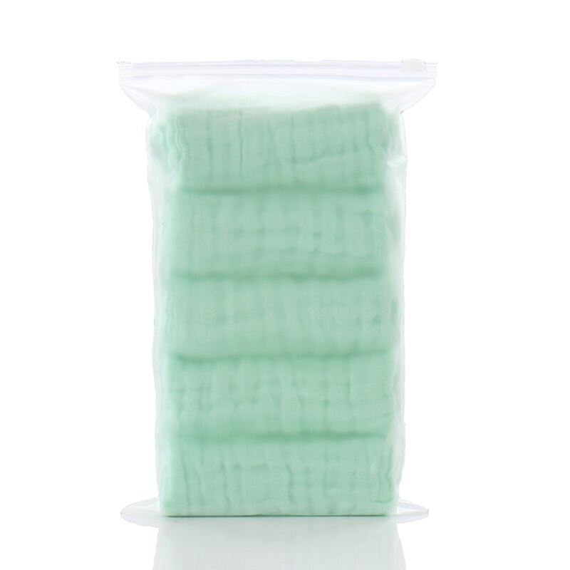 5 unids/lote de pañuelo para bebé, toalla cuadrada para la cara, muselina, toalla para cara infantil, paño de limpieza 24BE: Verde