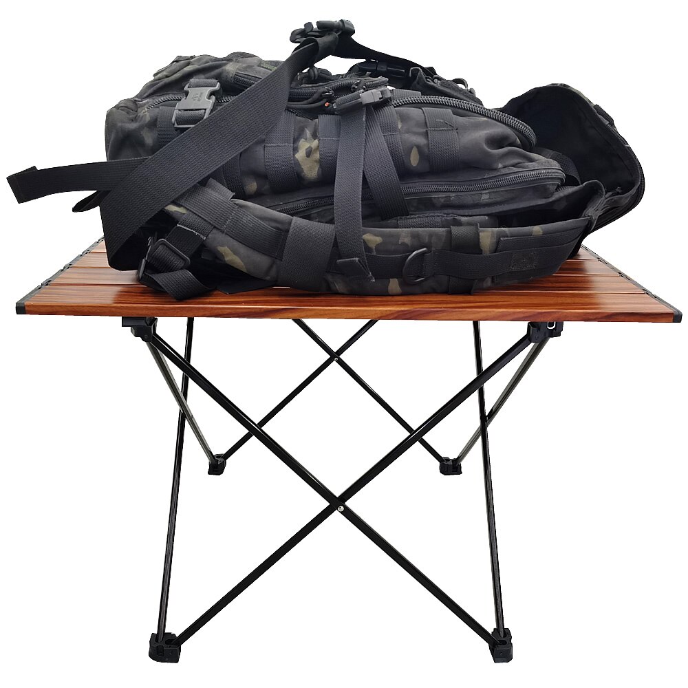 Dark Wood Ultralight Portable Folding Camping Table Portable Foldable Table Outdoor Camping Aluminum Table BBQ Picnic Hiking