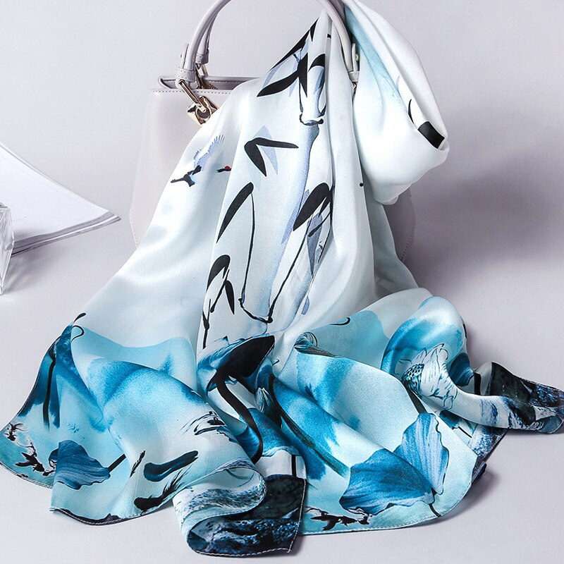 2021Brand Silk Scarf Women Luxury Real Silk Wraps For Ladies Print Shawls Foulard Femme Natural Silk Scarves