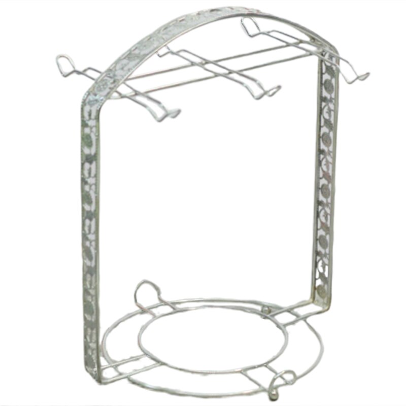 Silverplätering kaffekopp häll kopp tallrik rack kan hänga mest 6 koppar och fat metall hållare