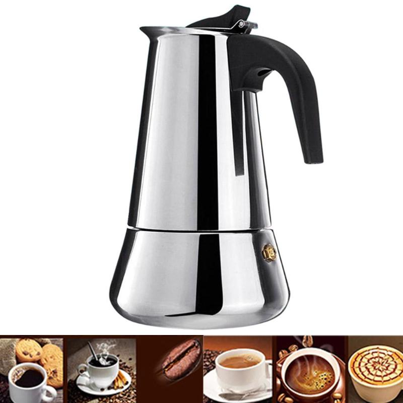 Mocha Coffee Pot Moka Stainless Steel Kettle Italian Espresso Coffee Maker Bottle 100/200/300/450ML Barista Pot
