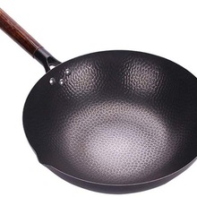 Hoge Zuiverheid Ijzeren Hand Gesmeed Wok Chinese Pot Niet-Coating Woks Voor Keuken Traditionele Handgemaakte Woks Non-stick platte Bodem Pan