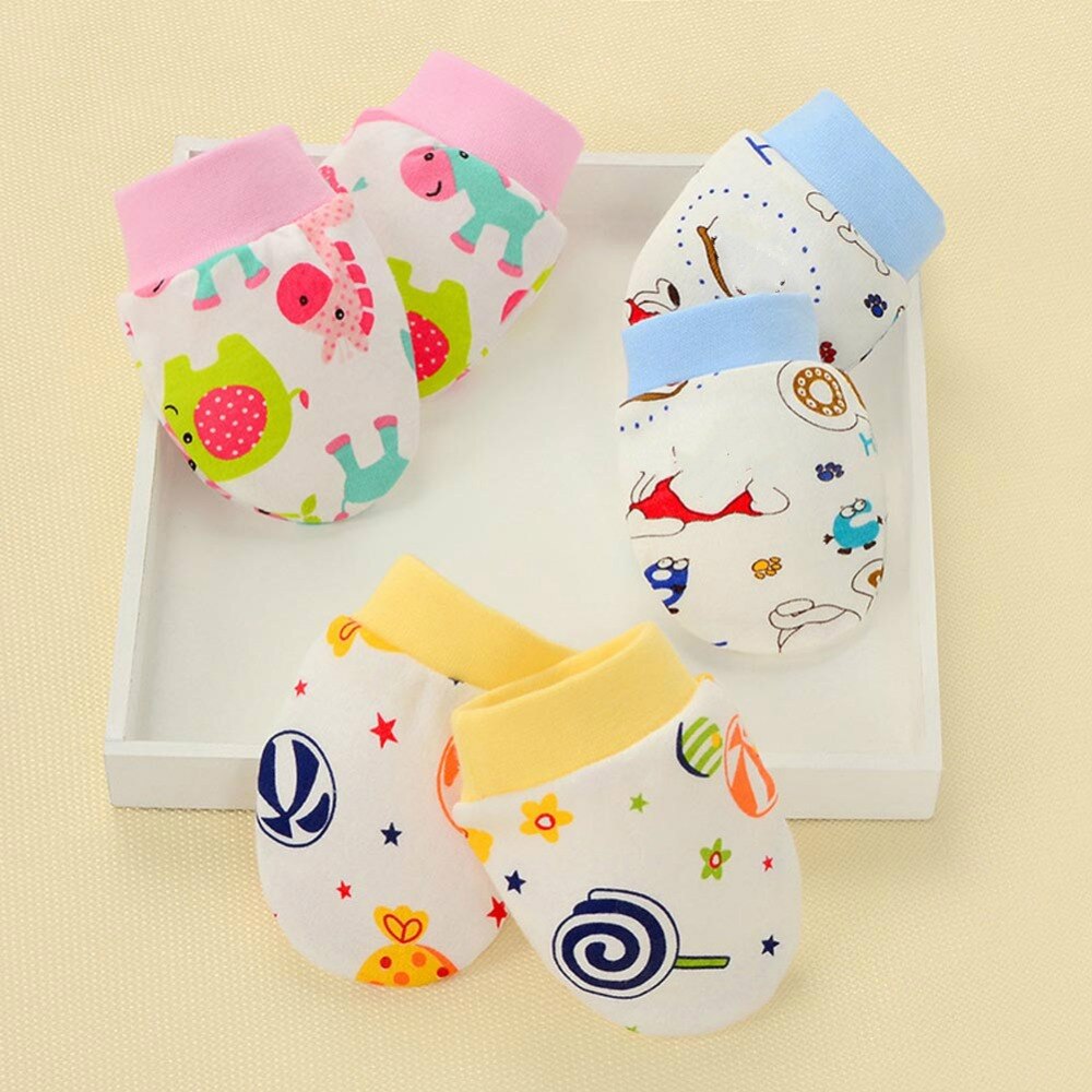 Pure Cotton Baby Glove Newborn Baby Mitts Cartoon Face Anti Grasping Breathable And Warm Infant Gloves