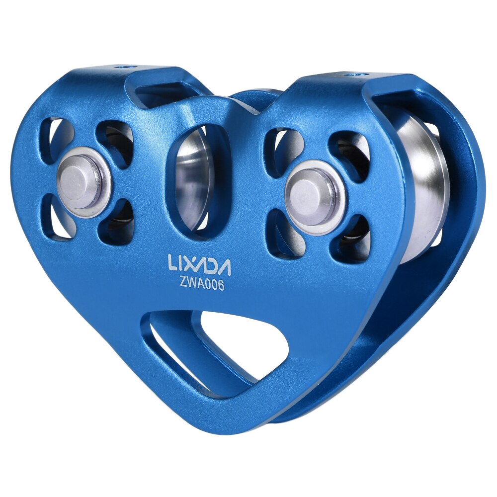 Lixada 30kN Cable Trolley Pulley Dual Pulley with 25kN Srew Locking Carainber For Rock Climbing Caving Aloft Work Rescue