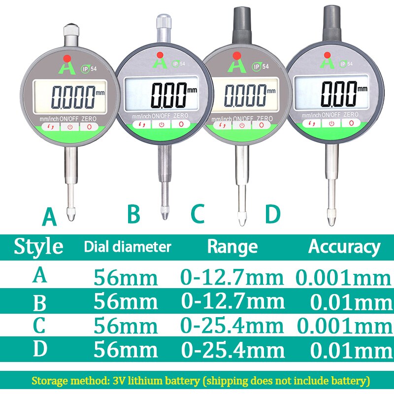 Micrómetro Digital IP54, micrómetro electrónico de 0,01/0.001mm, medidor de precisión, 0-12,7mm, 0-25,4mm