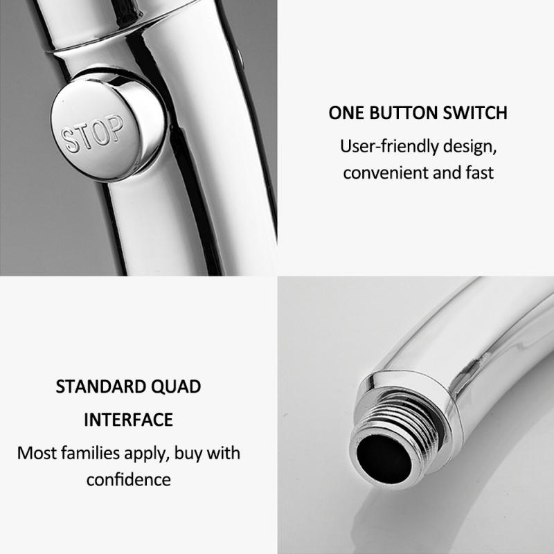 Portable Universal Bathroom Hand Held High Pressure Shower Head Pressurized 360° 3 In 1 Adjustable Shower Hand Shower Head