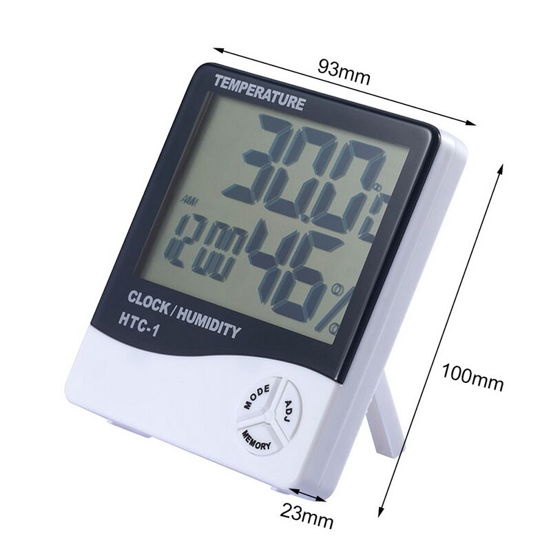 Lcd Digitale Temperatuur-vochtigheidsmeter-2 -1 Indoor Outdoor Hygrometer Thermometer Weerstation Met Klok