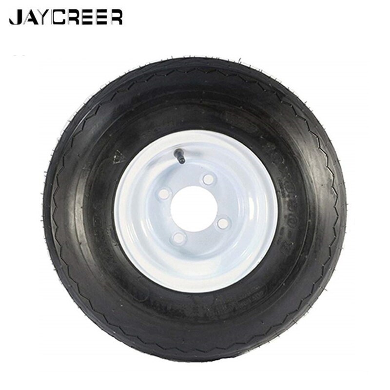 JayCreer 1PCS 8" White Steel Golf Cart Wheels And 18x8.50-8" Turf/Street Golf Cart Tires