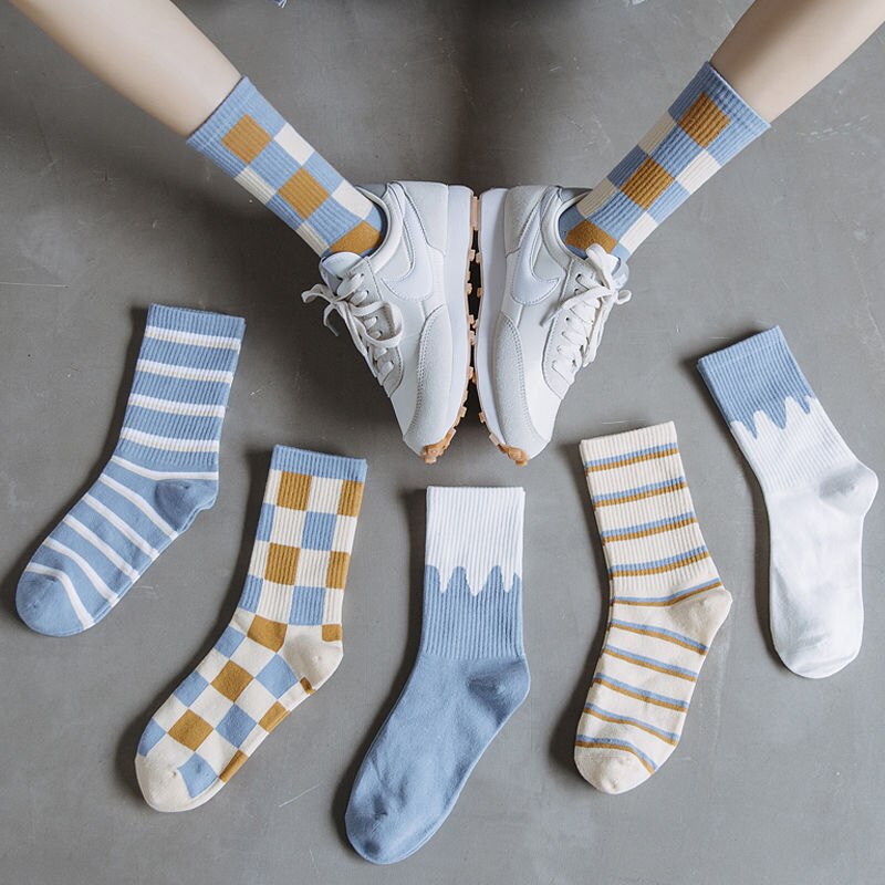 5pair Colorful Fruit Invisible Short Woman Sweat Summer Comfortable Cotton Girl Women's Boat Socks Ankle Low Female: Sky Blue