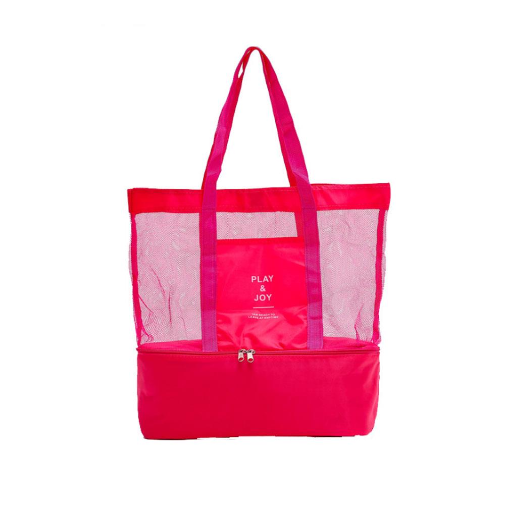 Cooler Picnic Bag Insulated Picnic Bag Travel Outdoors Storage Waterproof Beach Heat Preservation Portable Carry Tote: Red