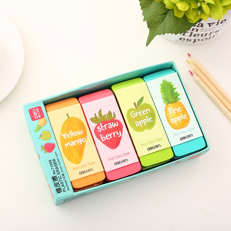 Potlood-Gum Cartoon Patining Cleaner Stofvrij Gratis Geen Spoor Studenstationery 4-Smaak Fruit Ruikt Grote Pils Kleurrijke Rubber