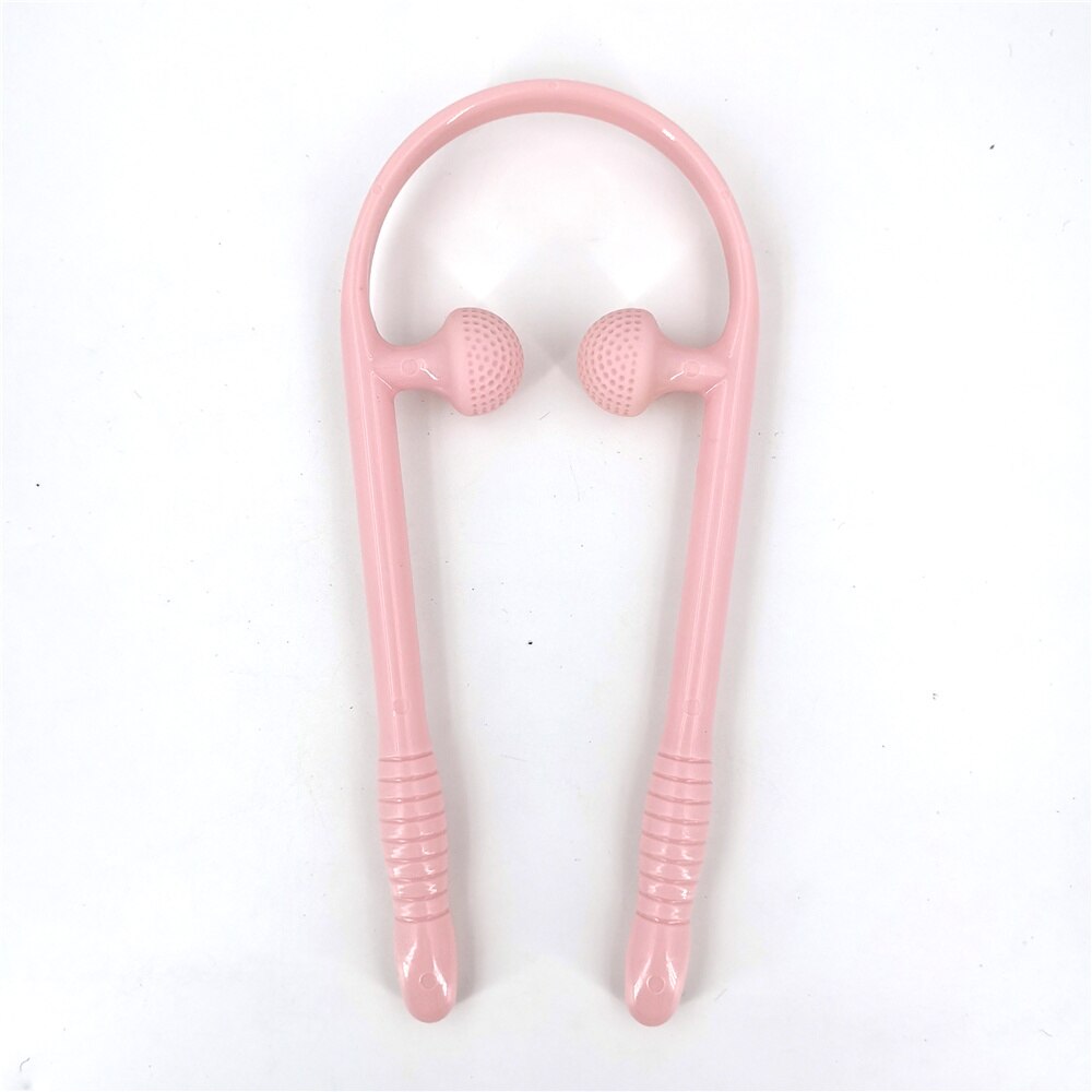 Neck Massage Tool Pressure Point Therapy Pressure Relieve Hand Roller Massage Neck Shoulder Dual Trigger Point Self Massager: Pink