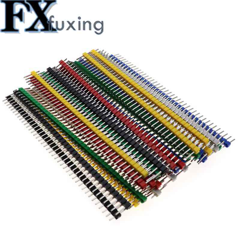 30 STKS 40 Pin Breekbare Pin Header 2.54mm Enkele Rij Mannelijke Header Connector Kit PCB Pin Strip Voor Arduino Zwart Wit Rood Groen