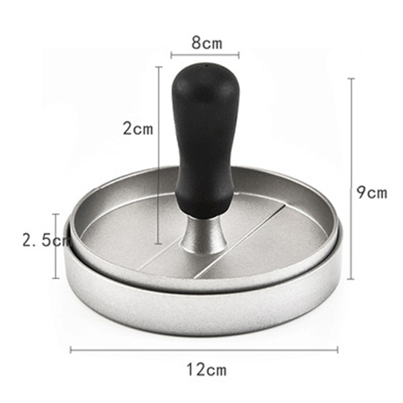 Abs hamburger maker hamburger trykk rund form ikke-pinne kokk koteletter hamburger kjøtt biff grille burger trykk patty maker form: Sølv