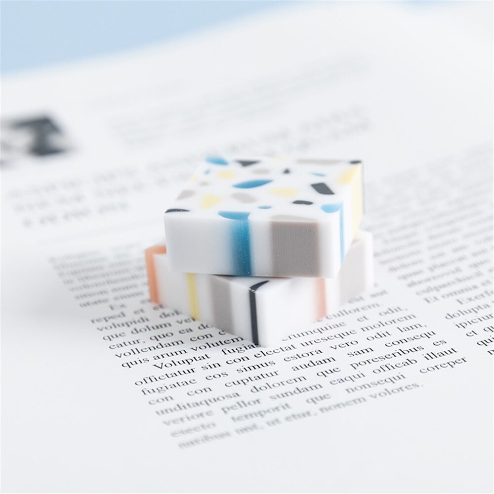 Cute River Stones Pattern Pencil Erasers Students Soft Eraser For Kids Drawing Writing Party Classroom Rewards School Supplies