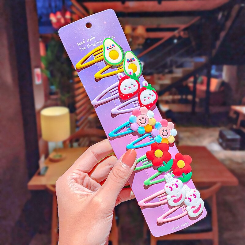 10 Stck mischen-Farbe Regenbogen Eis Baby Mädchen schnappen Haar Clips Keine Unterhose Metall Haar Barrettes Haar Stifte freundlicher Haar Zubehör