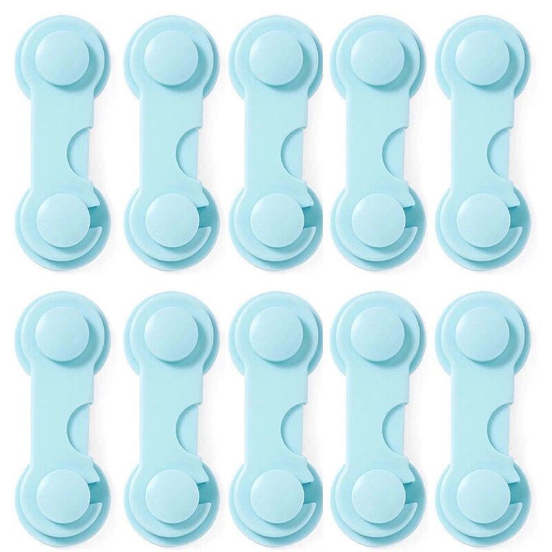 Plastic Kast Lock Kind Veiligheid Anti-Snuifje Bumper Security Lade Vergrendelingen Home Baby Bescherming Voor Koelkasten Sloten: 10pcs whole blue